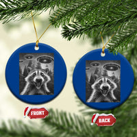 Racoon Meme Ceramic Ornament Selfie With Alien UFO - Wonder Print Shop