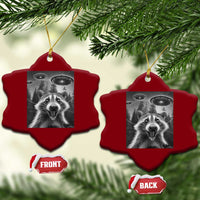 Racoon Meme Ceramic Ornament Selfie With Alien UFO - Wonder Print Shop