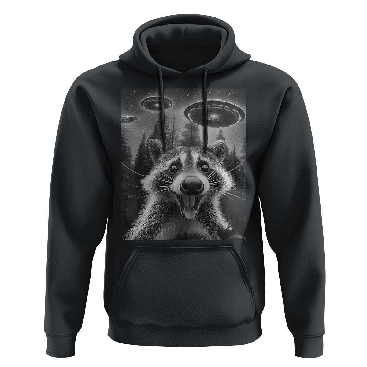 Racoon Meme Hoodie Selfie With Alien UFO - Wonder Print Shop