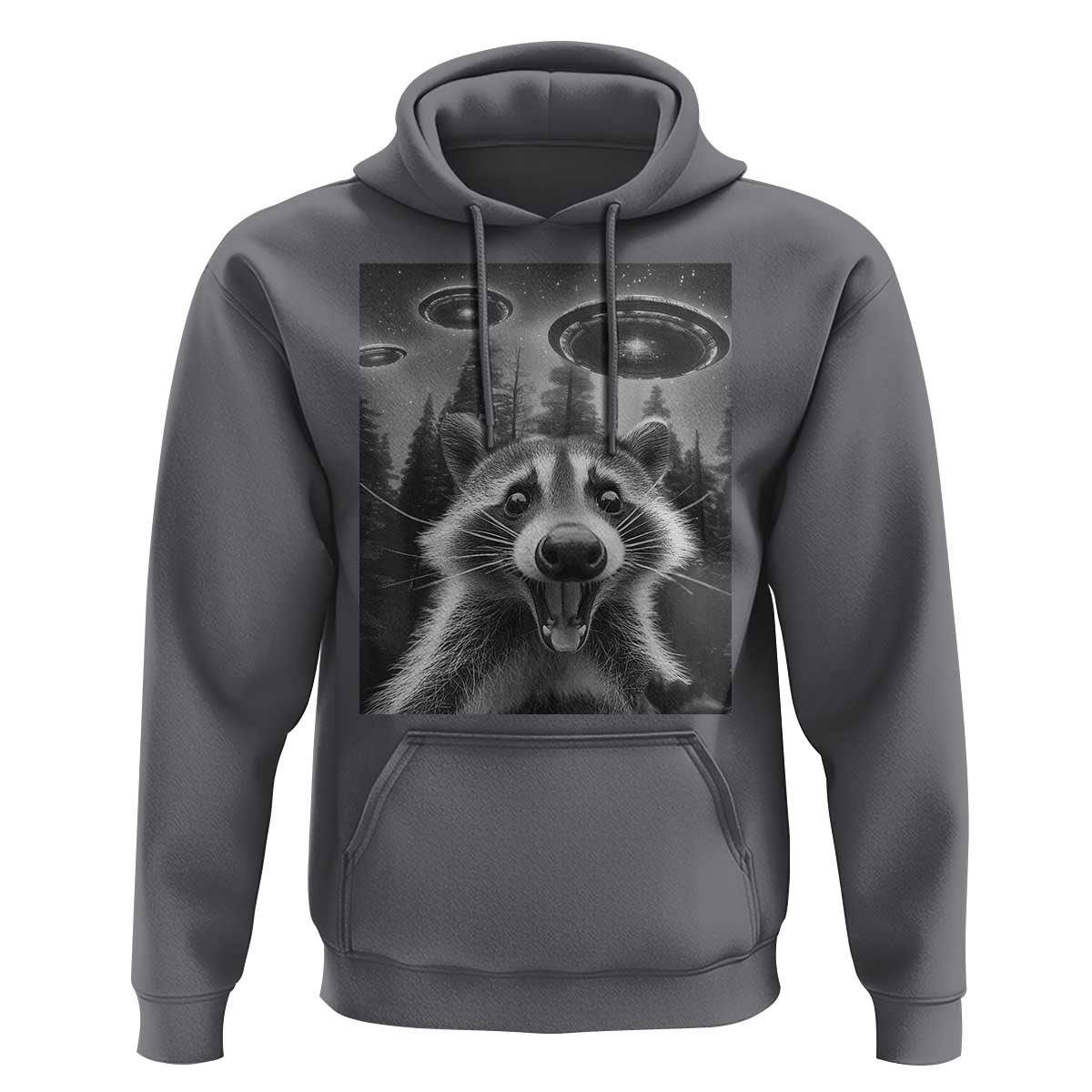 Racoon Meme Hoodie Selfie With Alien UFO - Wonder Print Shop