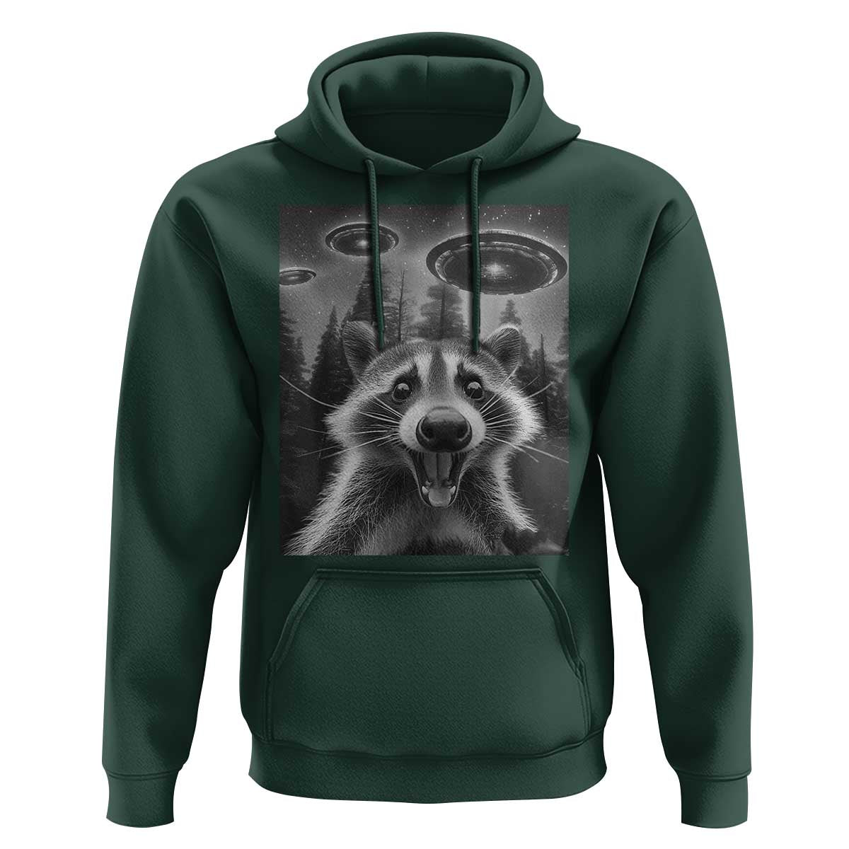 Racoon Meme Hoodie Selfie With Alien UFO - Wonder Print Shop