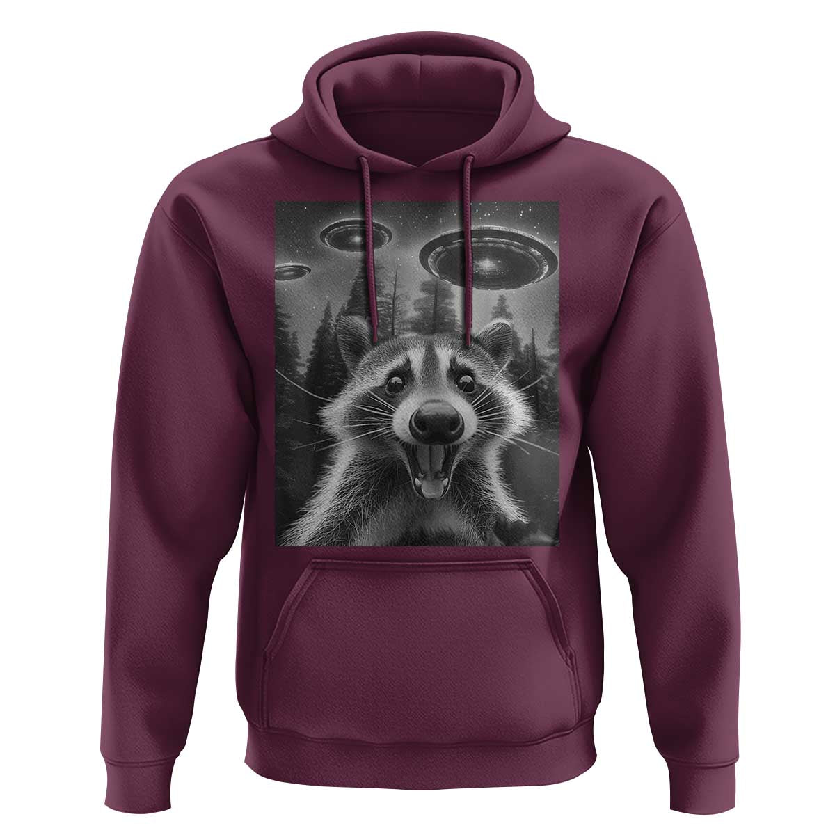 Racoon Meme Hoodie Selfie With Alien UFO - Wonder Print Shop