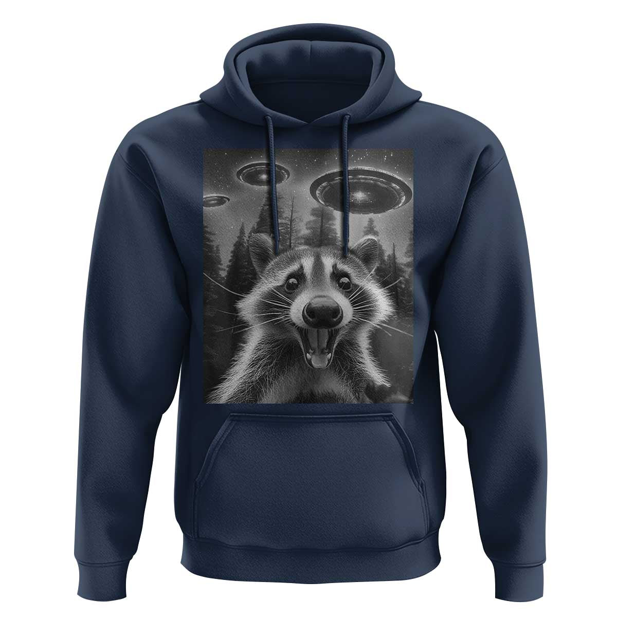 Racoon Meme Hoodie Selfie With Alien UFO - Wonder Print Shop