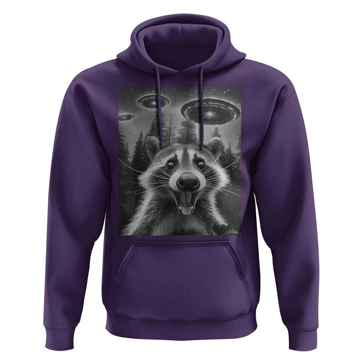 Racoon Meme Hoodie Selfie With Alien UFO - Wonder Print Shop