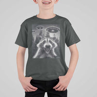 Racoon Meme T Shirt For Kid Selfie With Alien UFO - Wonder Print Shop