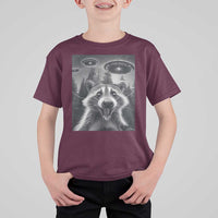 Racoon Meme T Shirt For Kid Selfie With Alien UFO - Wonder Print Shop