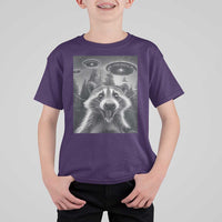 Racoon Meme T Shirt For Kid Selfie With Alien UFO - Wonder Print Shop