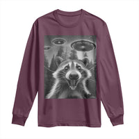 Racoon Meme Long Sleeve Shirt Selfie With Alien UFO - Wonder Print Shop