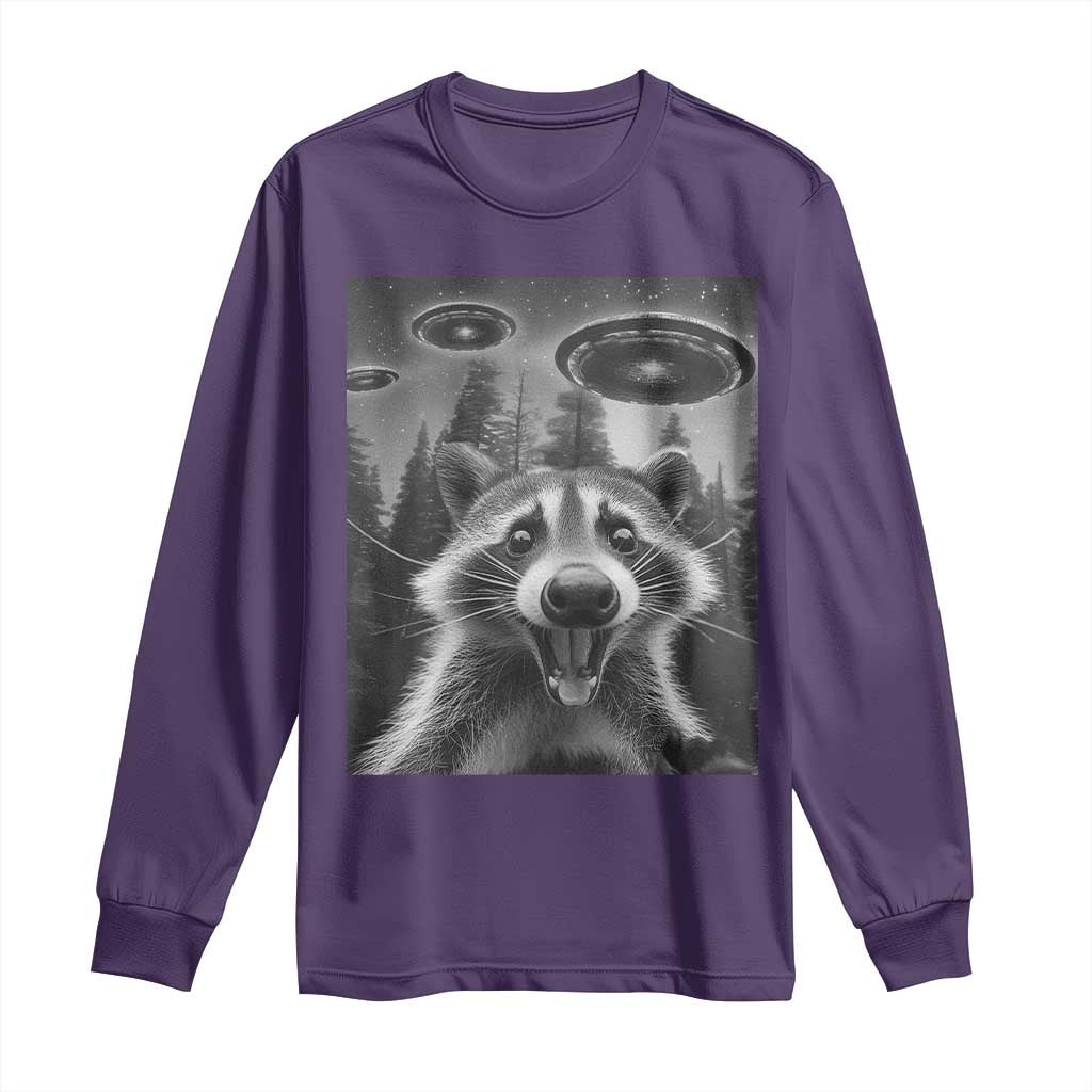 Racoon Meme Long Sleeve Shirt Selfie With Alien UFO - Wonder Print Shop