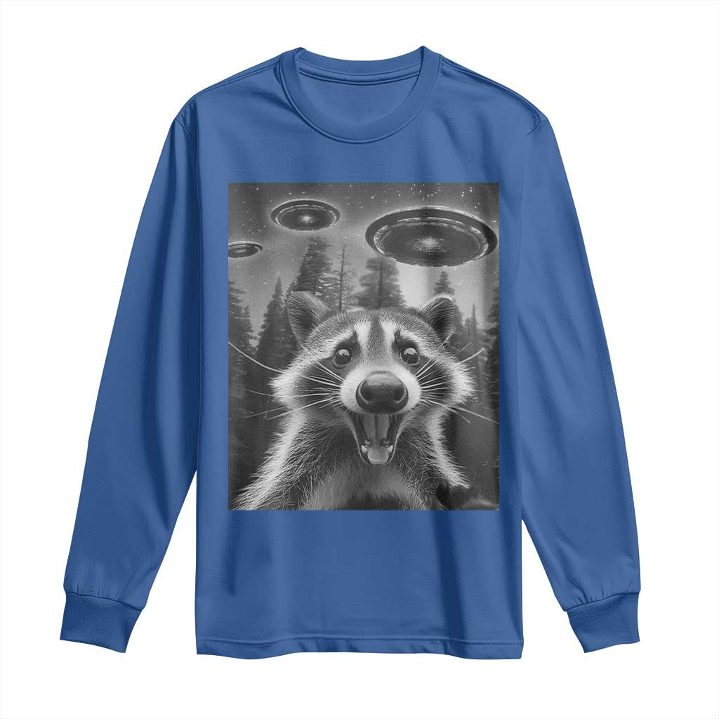 Racoon Meme Long Sleeve Shirt Selfie With Alien UFO - Wonder Print Shop