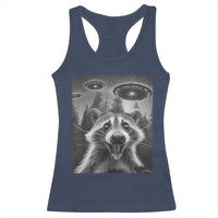 Racoon Meme Racerback Tank Top Selfie With Alien UFO - Wonder Print Shop