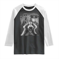 Racoon Meme Raglan Shirt Selfie With Alien UFO - Wonder Print Shop