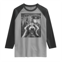 Racoon Meme Raglan Shirt Selfie With Alien UFO - Wonder Print Shop