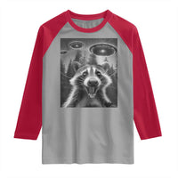 Racoon Meme Raglan Shirt Selfie With Alien UFO - Wonder Print Shop