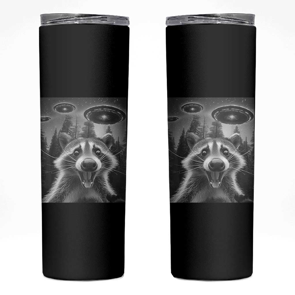 Racoon Meme Skinny Tumbler Selfie With Alien UFO - Wonder Print Shop