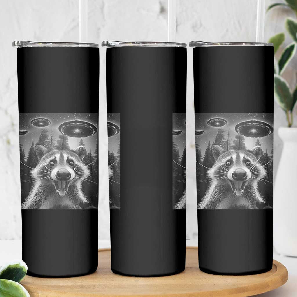 Racoon Meme Skinny Tumbler Selfie With Alien UFO - Wonder Print Shop