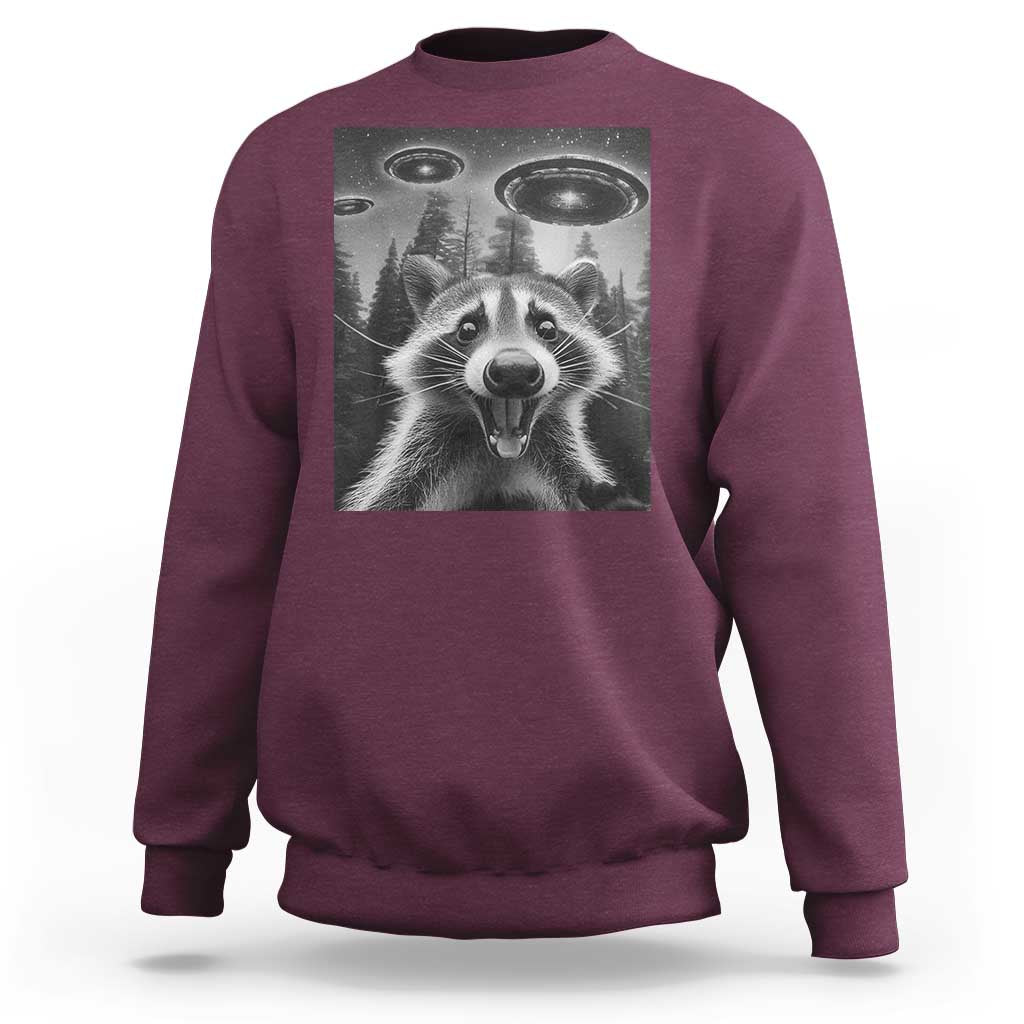Racoon Meme Sweatshirt Selfie With Alien UFO - Wonder Print Shop