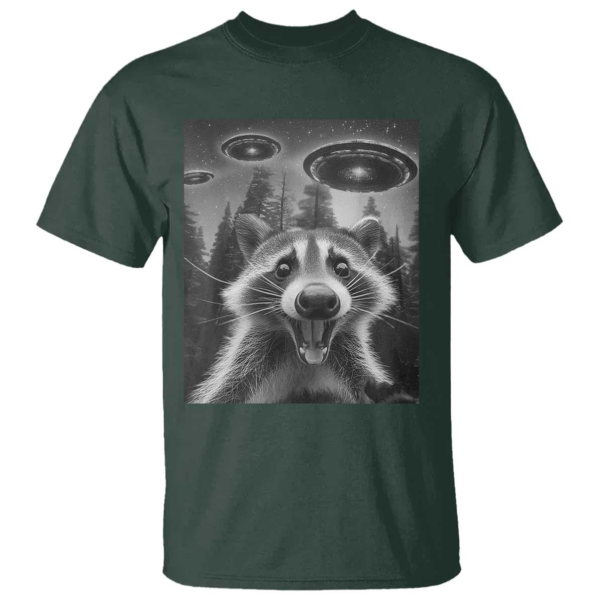 Racoon Meme T Shirt Selfie With Alien UFO - Wonder Print Shop