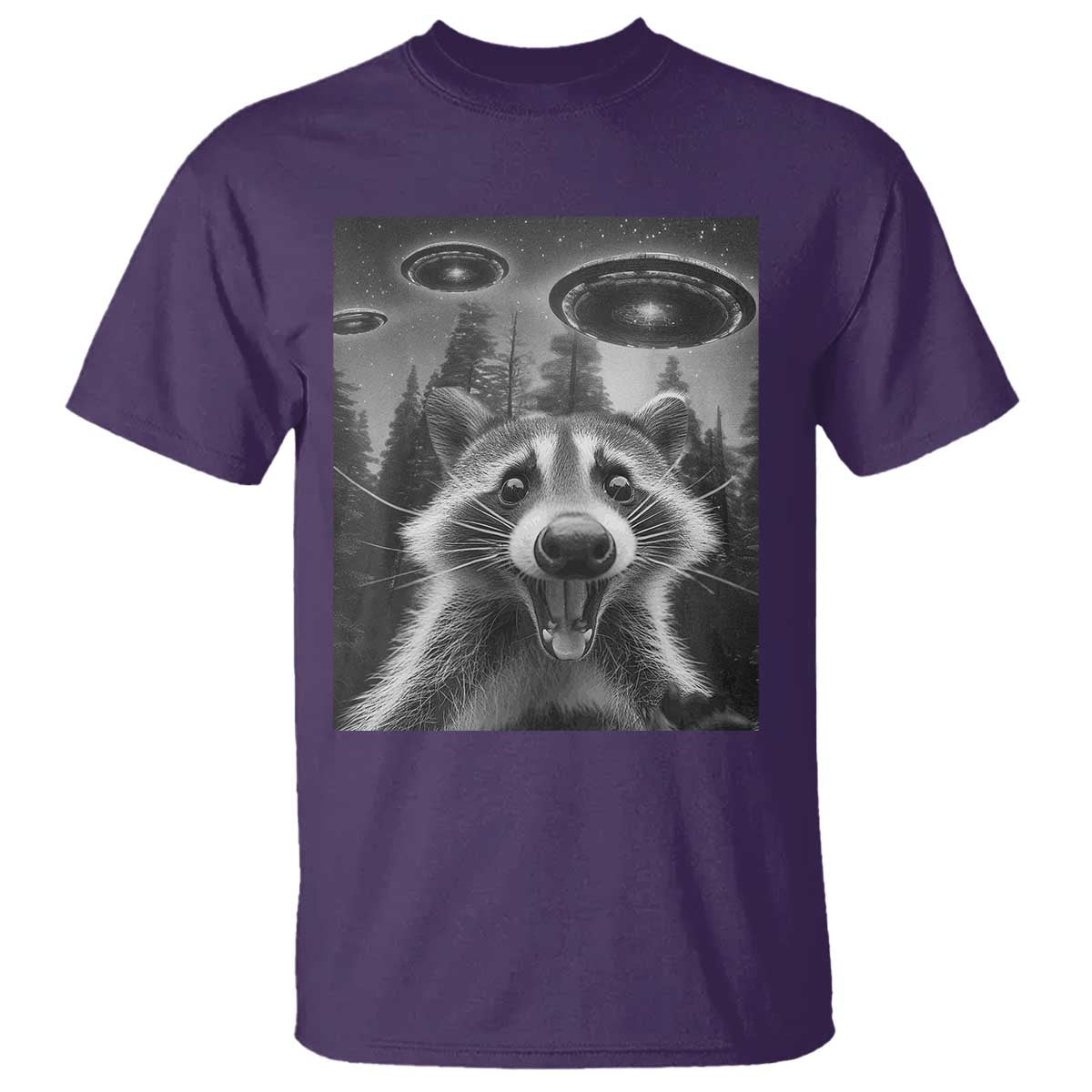 Racoon Meme T Shirt Selfie With Alien UFO - Wonder Print Shop