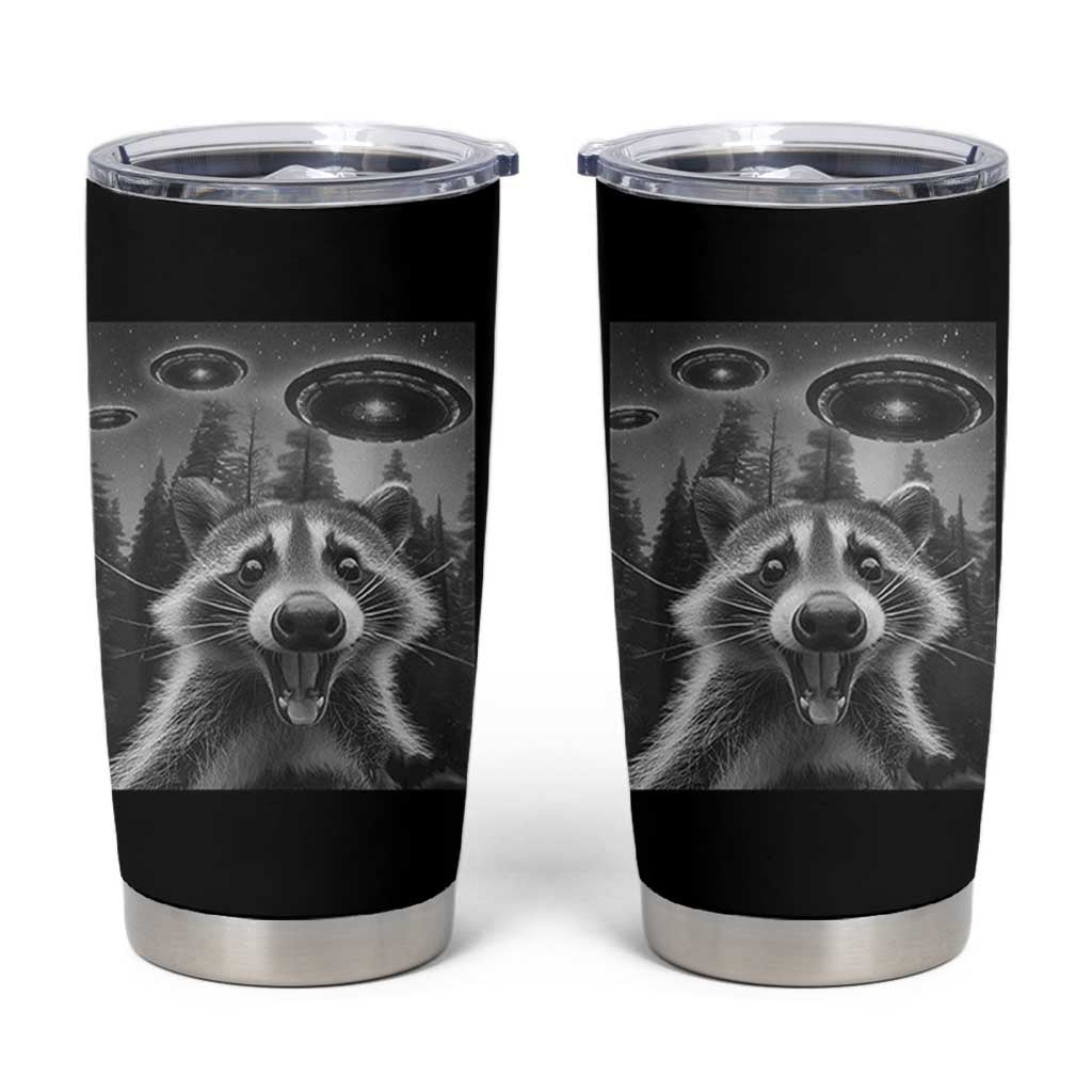 Racoon Meme Tumbler Cup Selfie With Alien UFO - Wonder Print Shop