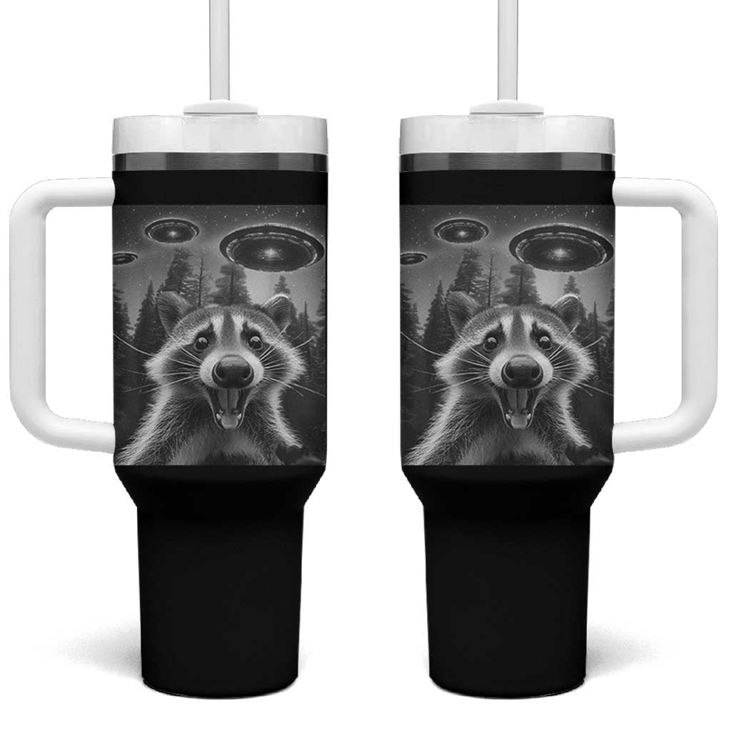 Racoon Meme Tumbler With Handle Selfie With Alien UFO - Wonder Print Shop