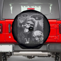 Bigfoot Selfie With Alien Spare Tire Cover UFO Funny Sasquatch Rock On Hand Sign - Wonder Print Shop