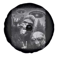 Bigfoot Selfie With Alien Spare Tire Cover UFO Funny Sasquatch Rock On Hand Sign - Wonder Print Shop
