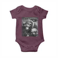 Bigfoot Selfie With Alien Baby Onesie UFO Funny Sasquatch Rock On Hand Sign - Wonder Print Shop