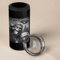 Bigfoot Selfie With Alien 4 in 1 Can Cooler Tumbler UFO Funny Sasquatch Rock On Hand Sign - Wonder Print Shop