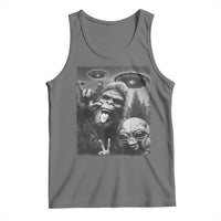 Bigfoot Selfie With Alien Tank Top UFO Funny Sasquatch Rock On Hand Sign - Wonder Print Shop