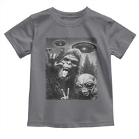 Bigfoot Selfie With Alien Toddler T Shirt UFO Funny Sasquatch Rock On Hand Sign - Wonder Print Shop