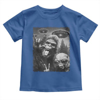 Bigfoot Selfie With Alien Toddler T Shirt UFO Funny Sasquatch Rock On Hand Sign - Wonder Print Shop