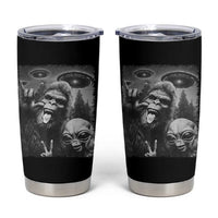 Bigfoot Selfie With Alien Tumbler Cup UFO Funny Sasquatch Rock On Hand Sign - Wonder Print Shop