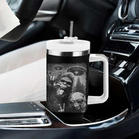 Bigfoot Selfie With Alien Tumbler With Handle UFO Funny Sasquatch Rock On Hand Sign - Wonder Print Shop