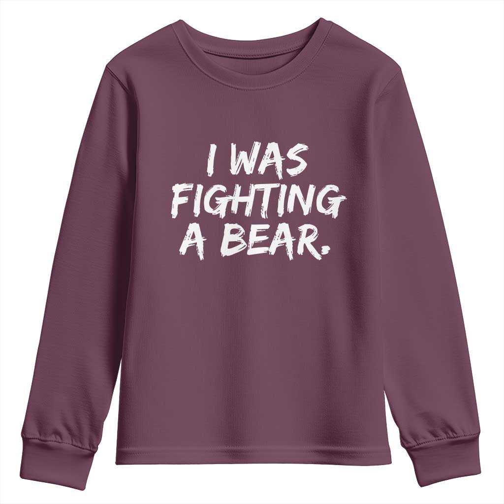 Funny Injury Get Well Soon Gift Youth Sweatshirt I Was Fighting A Bear - Wonder Print Shop