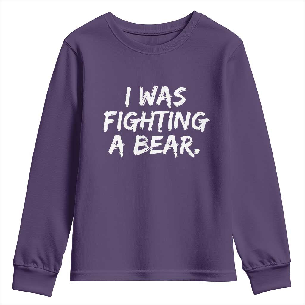 Funny Injury Get Well Soon Gift Youth Sweatshirt I Was Fighting A Bear - Wonder Print Shop