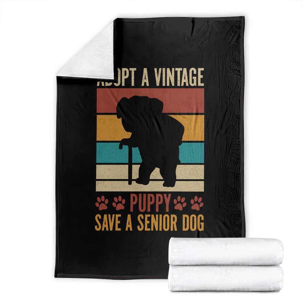 Vintage Adopt a Senior Dog Throw Blanket Rescue Animal Adoption Old Dog Shelter Pet - Wonder Print Shop