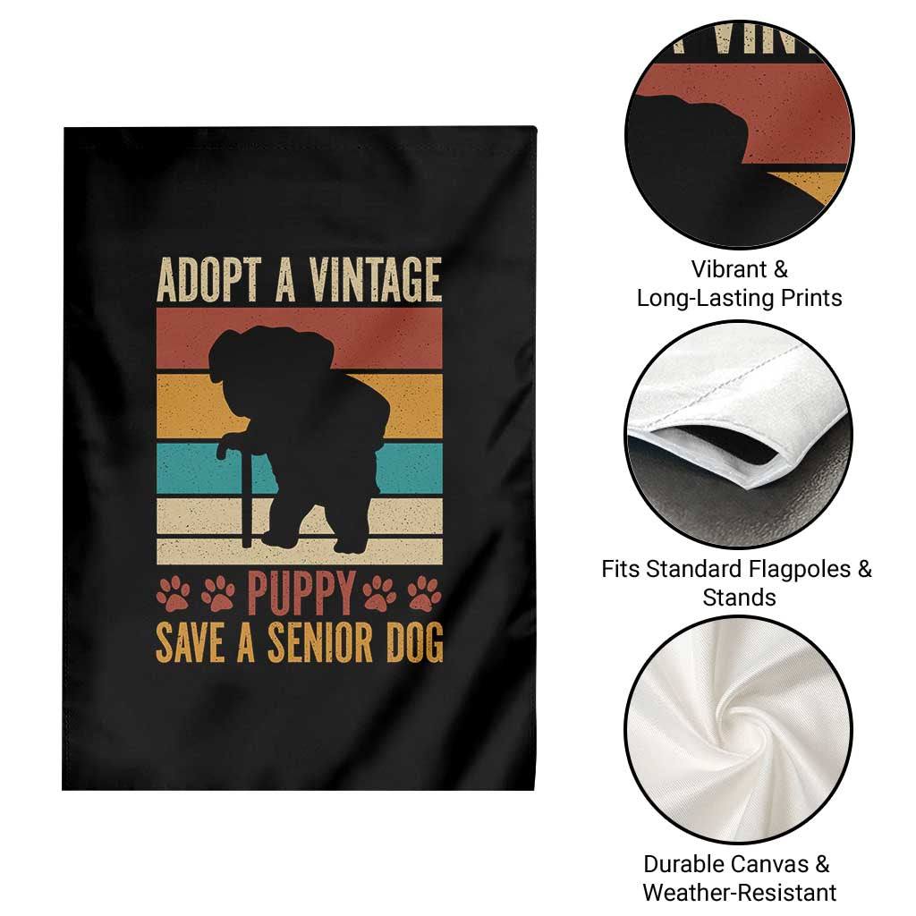 Vintage Adopt a Senior Dog Garden Flag Rescue Animal Adoption Old Dog Shelter Pet - Wonder Print Shop