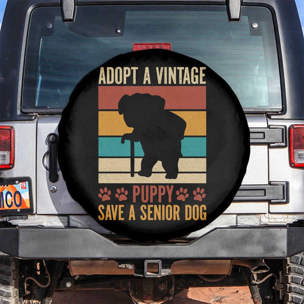 Vintage Adopt a Senior Dog Spare Tire Cover Rescue Animal Adoption Old Dog Shelter Pet - Wonder Print Shop