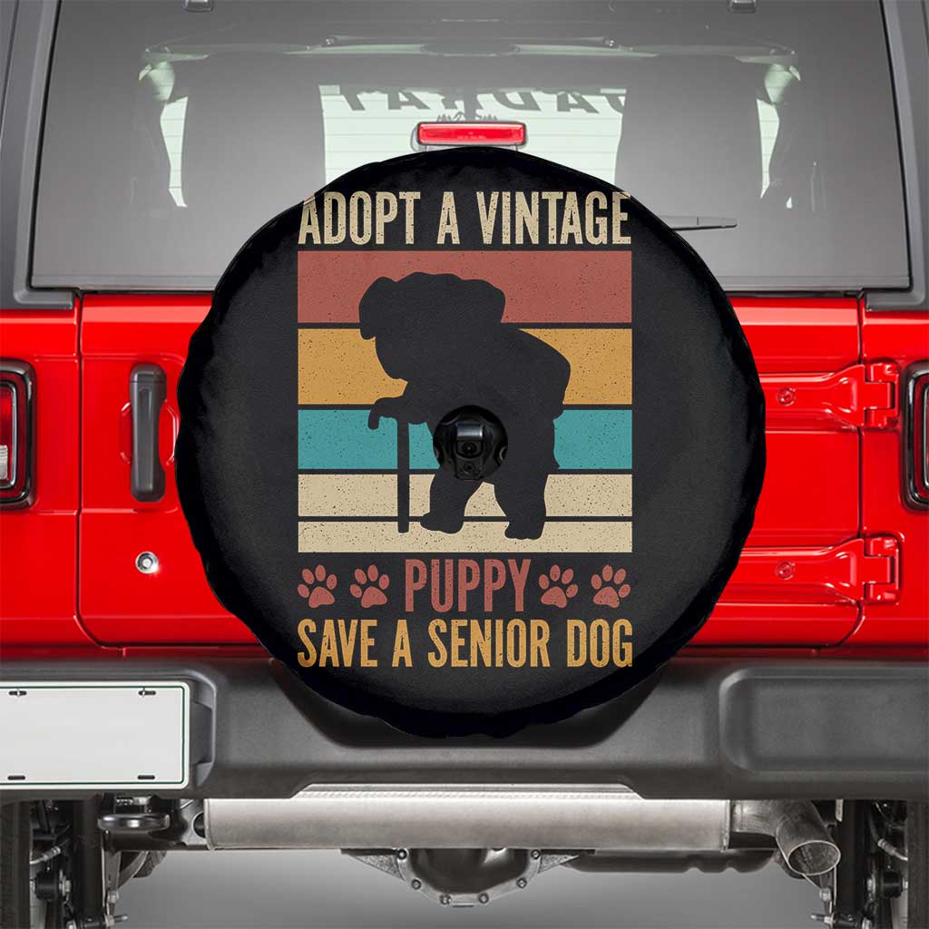 Vintage Adopt a Senior Dog Spare Tire Cover Rescue Animal Adoption Old Dog Shelter Pet - Wonder Print Shop