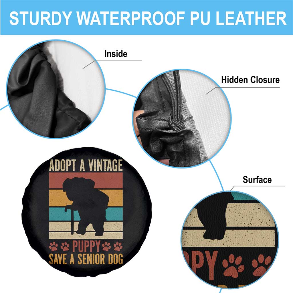Vintage Adopt a Senior Dog Spare Tire Cover Rescue Animal Adoption Old Dog Shelter Pet - Wonder Print Shop
