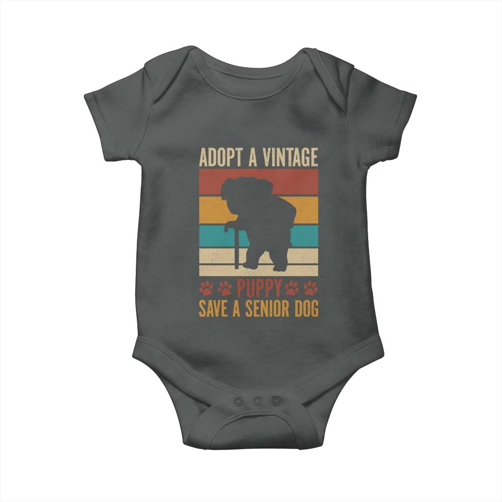 Vintage Adopt a Senior Dog Baby Onesie Rescue Animal Adoption Old Dog Shelter Pet - Wonder Print Shop