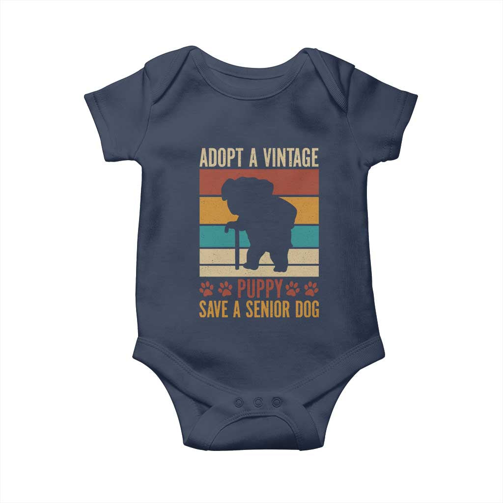 Vintage Adopt a Senior Dog Baby Onesie Rescue Animal Adoption Old Dog Shelter Pet - Wonder Print Shop