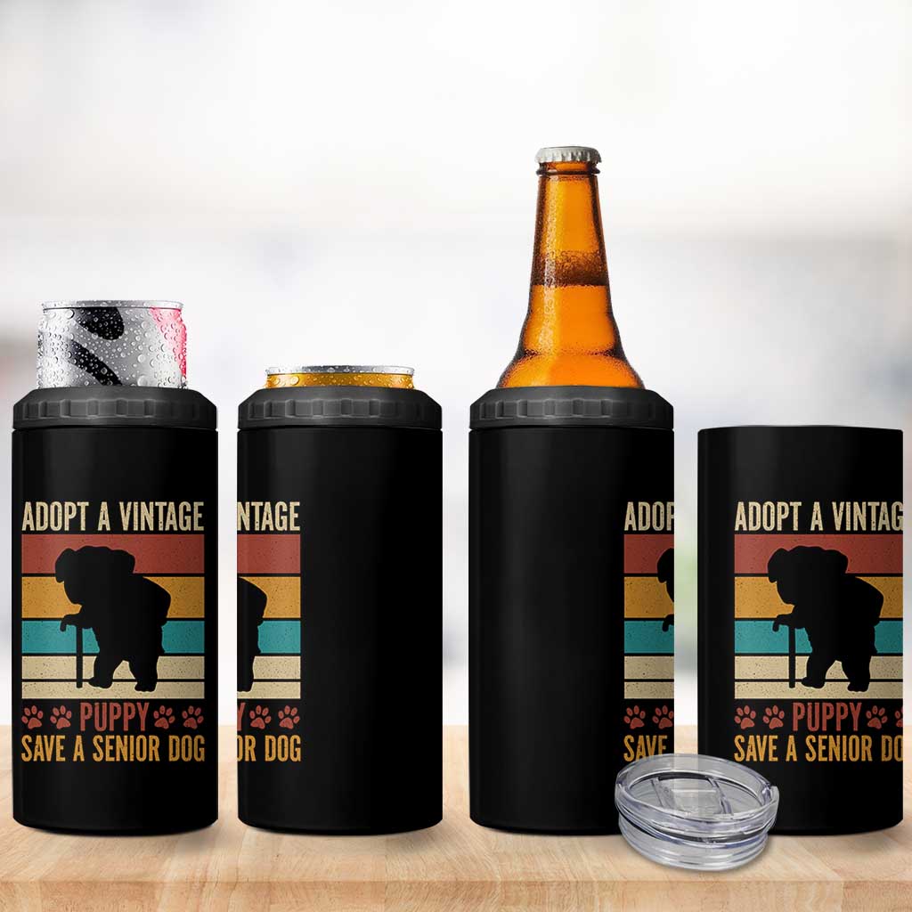 Vintage Adopt a Senior Dog 4 in 1 Can Cooler Tumbler Rescue Animal Adoption Old Dog Shelter Pet - Wonder Print Shop
