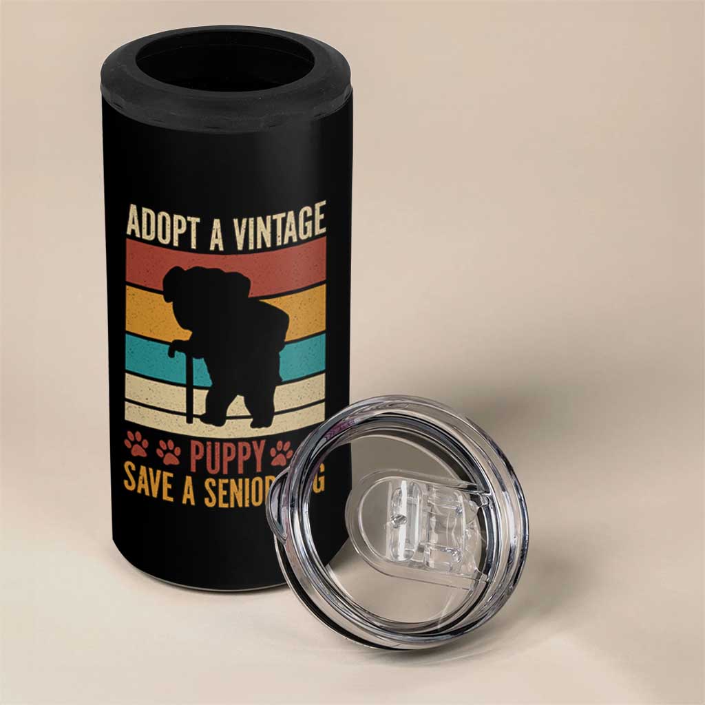 Vintage Adopt a Senior Dog 4 in 1 Can Cooler Tumbler Rescue Animal Adoption Old Dog Shelter Pet - Wonder Print Shop
