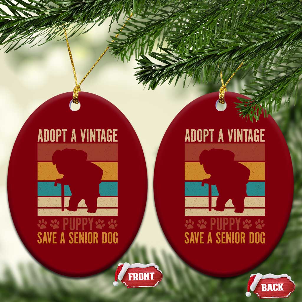 Vintage Adopt a Senior Dog Ceramic Ornament Rescue Animal Adoption Old Dog Shelter Pet - Wonder Print Shop
