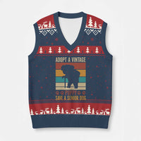 Vintage Adopt a Senior Dog V-Neck Knit Sweater Vest Rescue Animal Adoption Old Dog Shelter Pet - Wonder Print Shop
