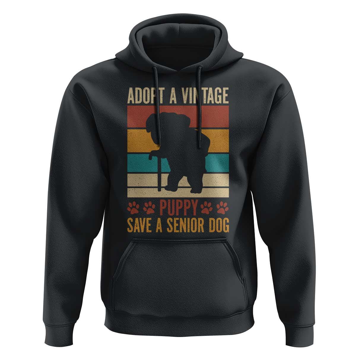 Vintage Adopt a Senior Dog Hoodie Rescue Animal Adoption Old Dog Shelter Pet - Wonder Print Shop