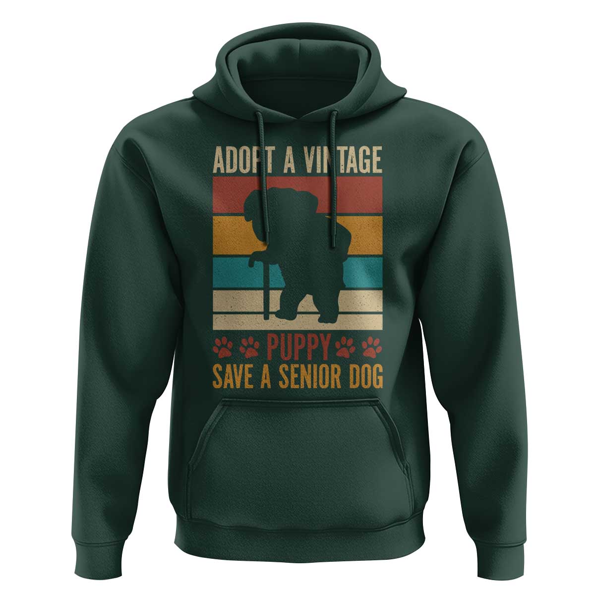Vintage Adopt a Senior Dog Hoodie Rescue Animal Adoption Old Dog Shelter Pet - Wonder Print Shop