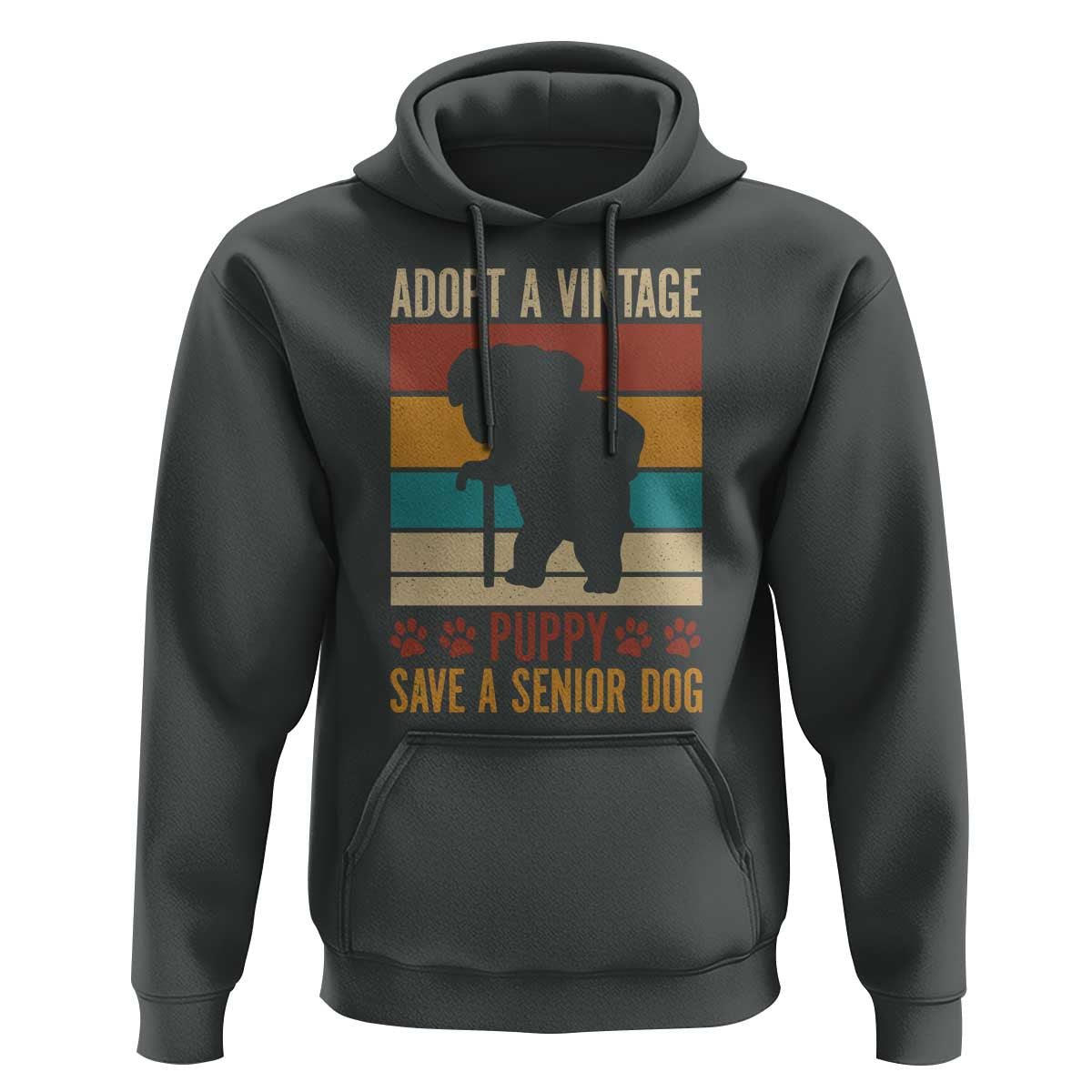 Vintage Adopt a Senior Dog Hoodie Rescue Animal Adoption Old Dog Shelter Pet - Wonder Print Shop